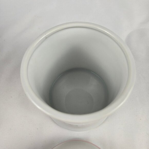 Vintage Porcelain Apothecary Jar White Pink Gray Pattern with Pink Stripe Accent - Picture 4 of 12